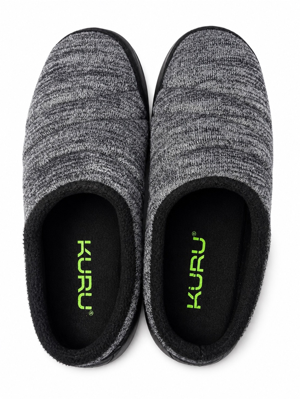 KURU Gray Knit Slip-On Cozy Clogs with Green Logo